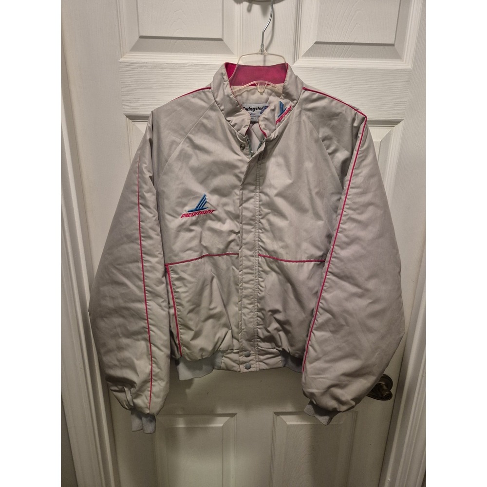 Vintage Swingster Racer Jacket Gray Piedmont Aviation Quilt Lined Bomber Mens L